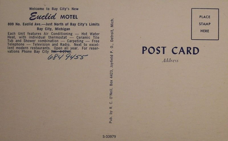 Euclid Motel - Vintage Postcard Back